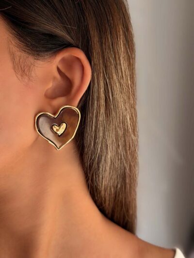 گوشواره میناکاری قلبی کد 310902