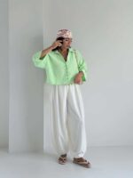 شومیز لینن 5 دکمه کد 220744 - Image 9