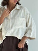شومیز لینن پشت هلال کد 220611 - Image 35