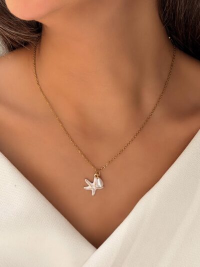 گردنبند ستاره دریایی و مروارید کد 310961