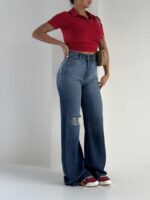 شلوار جین سوپر بگ زاپ دار کد 102404 - Image 3